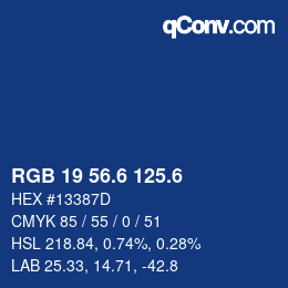 カラーコード: RGB 19 56.6 125.6 | qconv.com