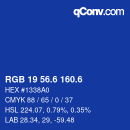 カラーコード: RGB 19 56.6 160.6 | qconv.com