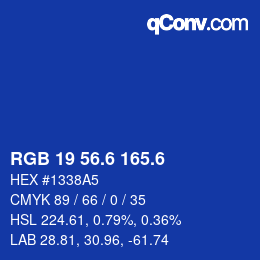 カラーコード: RGB 19 56.6 165.6 | qconv.com