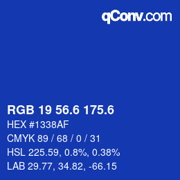 カラーコード: RGB 19 56.6 175.6 | qconv.com