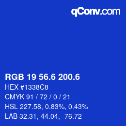 カラーコード: RGB 19 56.6 200.6 | qconv.com