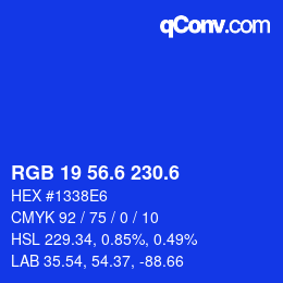 カラーコード: RGB 19 56.6 230.6 | qconv.com