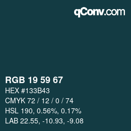 颜色代码: RGB 19 59 67 | qconv.com