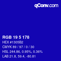 Color code: RGB 19 5 178 | qconv.com