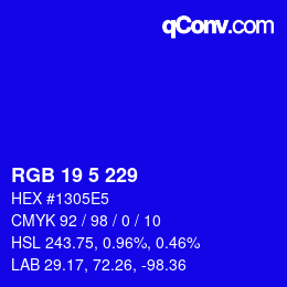 Color code: RGB 19 5 229 | qconv.com