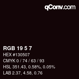 Color code: RGB 19 5 7 | qconv.com