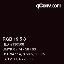カラーコード: RGB 19 5 8 | qconv.com