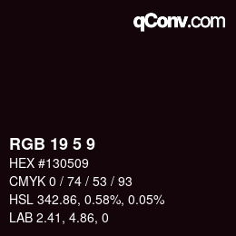 Color code: RGB 19 5 9 | qconv.com