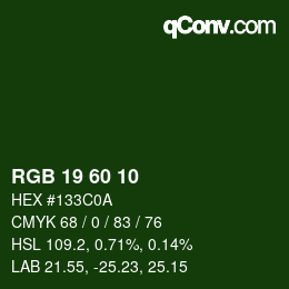 Color code: RGB 19 60 10 | qconv.com
