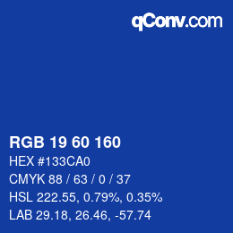 カラーコード: RGB 19 60 160 | qconv.com