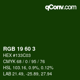 Color code: RGB 19 60 3 | qconv.com