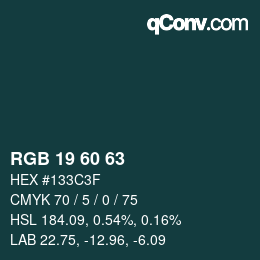 カラーコード: RGB 19 60 63 | qconv.com