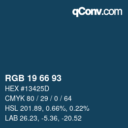 Color code: RGB 19 66 93 | qconv.com
