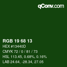 Color code: RGB 19 68 13 | qconv.com