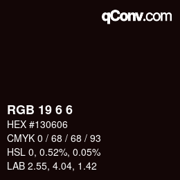 Color code: RGB 19 6 6 | qconv.com