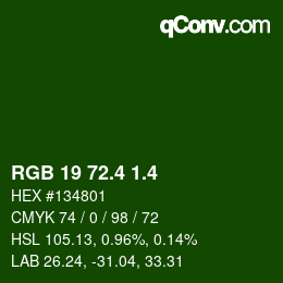 カラーコード: RGB 19 72.4 1.4 | qconv.com