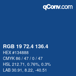 カラーコード: RGB 19 72.4 136.4 | qconv.com