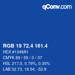 カラーコード: RGB 19 72.4 161.4 | qconv.com