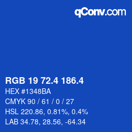 カラーコード: RGB 19 72.4 186.4 | qconv.com