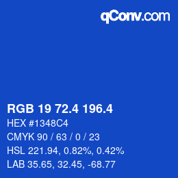 カラーコード: RGB 19 72.4 196.4 | qconv.com