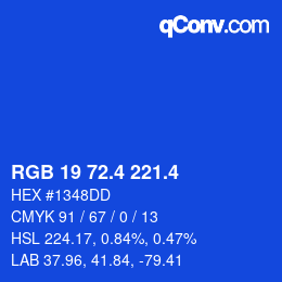カラーコード: RGB 19 72.4 221.4 | qconv.com
