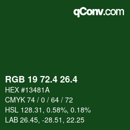 カラーコード: RGB 19 72.4 26.4 | qconv.com