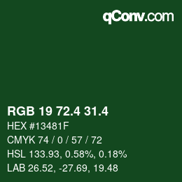 カラーコード: RGB 19 72.4 31.4 | qconv.com