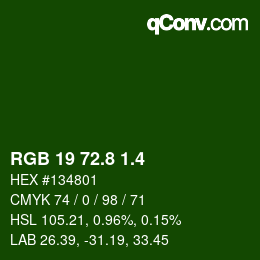 カラーコード: RGB 19 72.8 1.4 | qconv.com