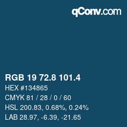 カラーコード: RGB 19 72.8 101.4 | qconv.com