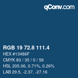 カラーコード: RGB 19 72.8 111.4 | qconv.com