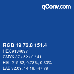 カラーコード: RGB 19 72.8 151.4 | qconv.com