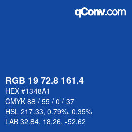 カラーコード: RGB 19 72.8 161.4 | qconv.com