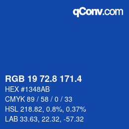 カラーコード: RGB 19 72.8 171.4 | qconv.com