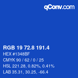 カラーコード: RGB 19 72.8 191.4 | qconv.com