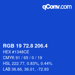 カラーコード: RGB 19 72.8 206.4 | qconv.com