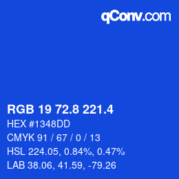 カラーコード: RGB 19 72.8 221.4 | qconv.com