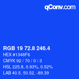 カラーコード: RGB 19 72.8 246.4 | qconv.com