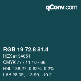 カラーコード: RGB 19 72.8 81.4 | qconv.com