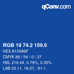カラーコード: RGB 19 74.2 159.6 | qconv.com