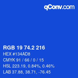 Color code: RGB 19 74.2 216 | qconv.com
