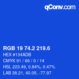 カラーコード: RGB 19 74.2 219.6 | qconv.com