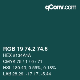 カラーコード: RGB 19 74.2 74.6 | qconv.com