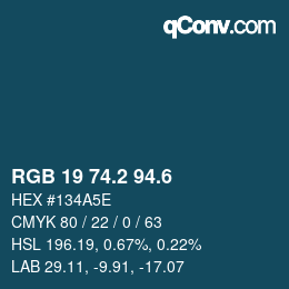 カラーコード: RGB 19 74.2 94.6 | qconv.com