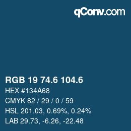 カラーコード: RGB 19 74.6 104.6 | qconv.com