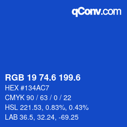 カラーコード: RGB 19 74.6 199.6 | qconv.com