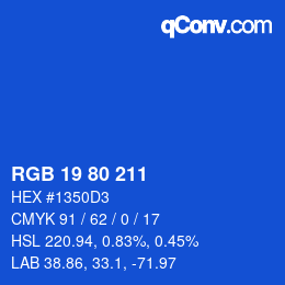 Código de color: RGB 19 80 211 | qconv.com