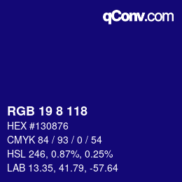 Color code: RGB 19 8 118 | qconv.com