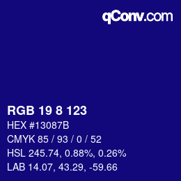 Color code: RGB 19 8 123 | qconv.com