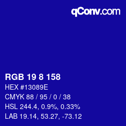 Color code: RGB 19 8 158 | qconv.com