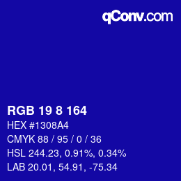 Color code: RGB 19 8 164 | qconv.com
